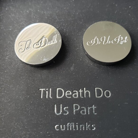 Cufflinks, Stainless Steel, Groom Gift. Till Death Do Us Part - Picture 4 of 7